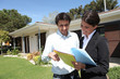Estate agent at a viewing