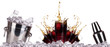 Fresh cola drink background with ice