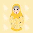 poupee russe jaune et violette fond