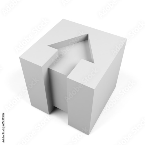 Illustration: 3d cube with red arrow 3d cube with red arrow