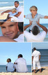 Man and little boy at the beach