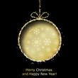 Abstract Xmas greeting card with golden Christmas ball cutted fr
