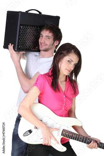 Photo: boy and girl in a music band boy and girl in a music band