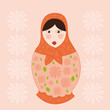 poupee russe orange et verte pomme fond
