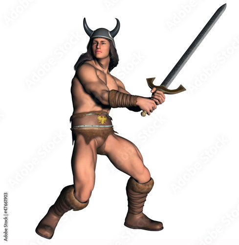 Illustration: barbarian warrior armed with a sword barbarian warrior armed with a sword
