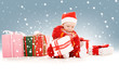 Photo: santa helper baby with christmas gifts santa helper baby with christmas gifts