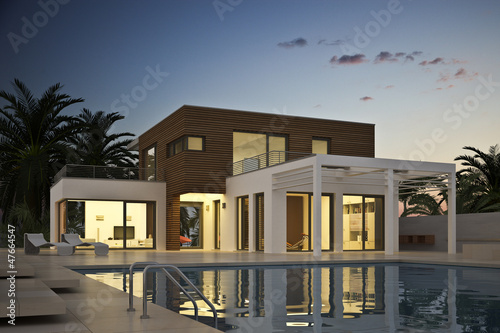 Illustration: Villa am Abend Villa am Abend