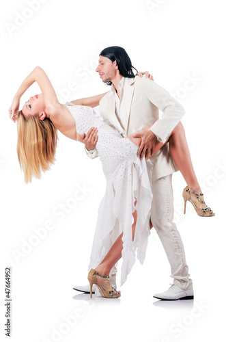 Photo: Pair dancing dances isolated on white Pair dancing dances isolated on white