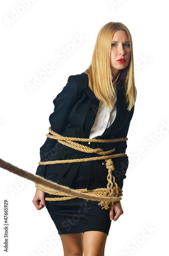 Photo: Woman in business concept on white Woman in business concept on white