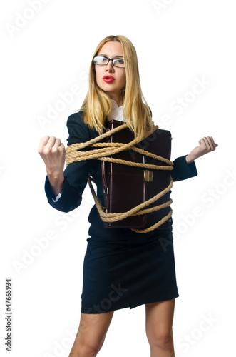 Photo: Woman in business concept on white Woman in business concept on white