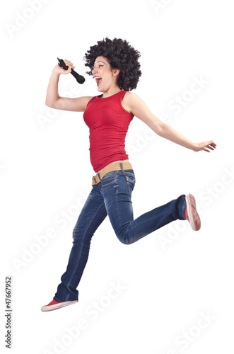 Photo: Woman with afro haircut on white Woman with afro haircut on white