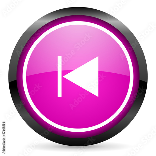 Illustration: prev violet glossy icon on white background prev violet glossy icon on white background