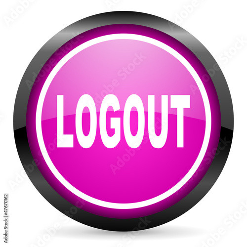 Illustration: logout violet glossy icon on white background logout violet glossy icon on white background