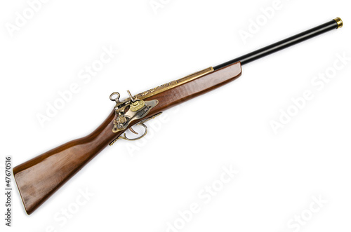 Photo: Old hunter rifle isolated on white Old hunter rifle isolated on white