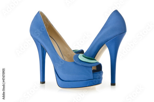 Photo: Blue shoes isolated on the white Blue shoes isolated on the white