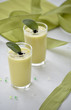 Photo: A green vegetable cream in 2 small verrine/verine glasses A green vegetable cream in 2 small verrine/verine glasses