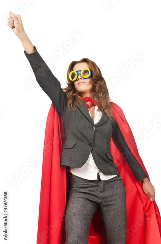Photo: Superwoman isolated on the white Superwoman isolated on the white