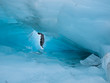 Detail of blue ice hole on a glacier