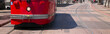 Pedestrian View Trolley Car Stopped Crosswalk San Francisco CA