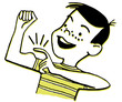 Boy flexing and tapping muscles