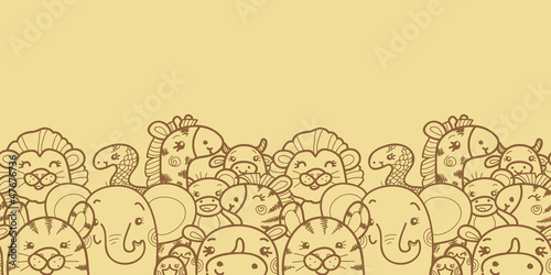 Vector: Wild animals vector horizontal seamless pattern background Wild animals vector horizontal seamless pattern background
