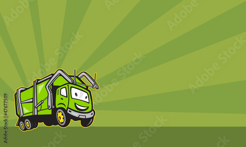 Illustration: Waste Collection Garbage Rubbish Truck Cartoon Waste Collection Garbage Rubbish Truck Cartoon