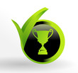 icône trophée sur bouton vert et noir