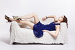 Photo: woman relaxing on sofa woman relaxing on sofa