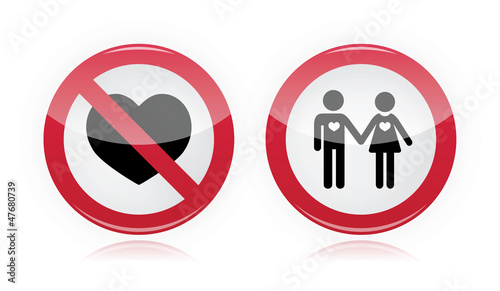 Vector: No love, no couples - forbidden, red warning sign No love, no couples - forbidden, red warning sign