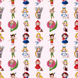 cartoon story people seamless pattern