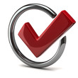 Illustration: Red tick sign icon 3d Red tick sign icon 3d
