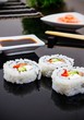 Sushi set with sticks and ginger
