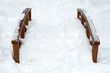 Wooden bridge under snow