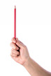 Red pencil in hand