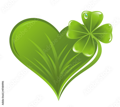 Vector: Heart icon with clover leaf Heart icon with clover leaf