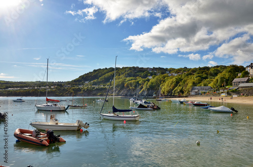 Photo: View of boats in New Quay harbour, Wales. View of boats in New Quay harbour, Wales.