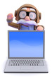 Pilot waves from behind laptop computer