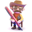 Cowboy writes with his red pen