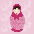 poupee russe bordeaux et rose fond
