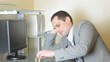 Video: business man doing columns of coins business man doing columns of coins