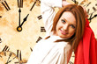 Фото: beautiful girl on clocks background lunch time beautiful girl on clocks background lunch time