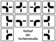 Zusatzzeichen Verlauf der Vorfahrtstraße Vektor Set