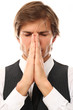 Handsome man in suit pray portrait