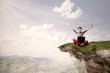 Girl student succeed on high mountain