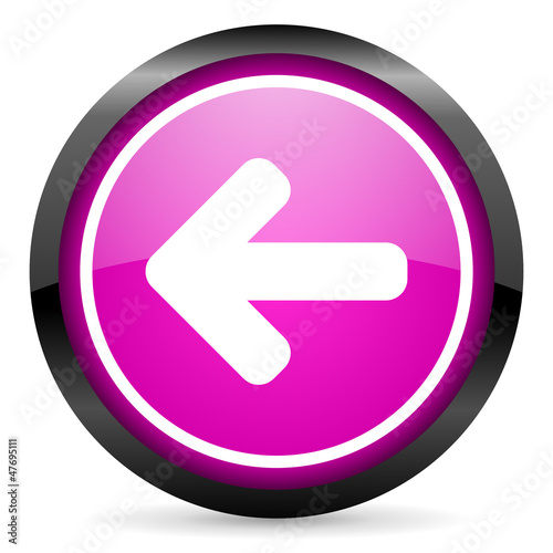 Illustration: arrow left violet glossy icon on white background arrow left violet glossy icon on white background