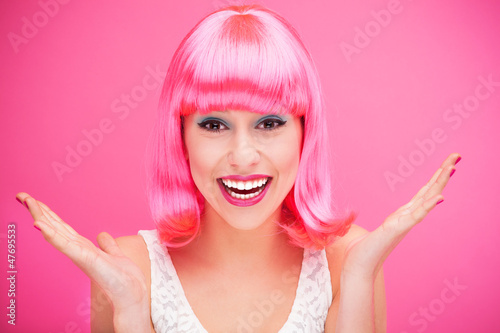Photo: Pink hair girl laughing Pink hair girl laughing