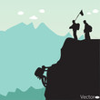 Vector black silhouette of a rock climber