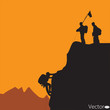 Vector black silhouette of a rock climber