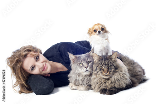 Photo: woman and pets woman and pets