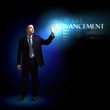 Businessman with light shining